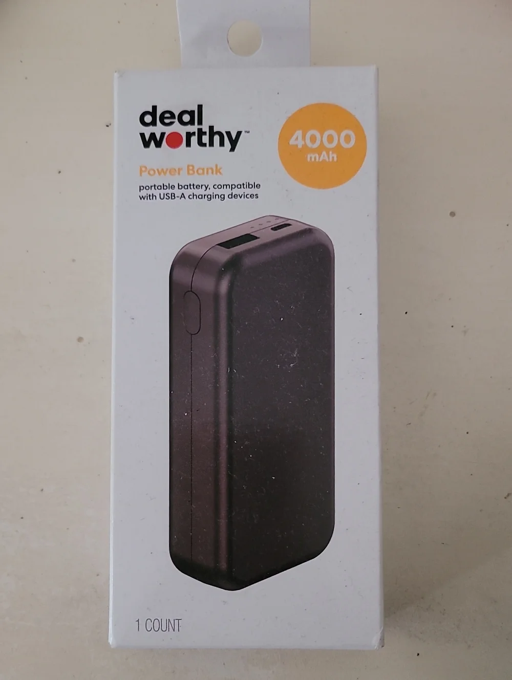 4000mAh Black Power Bank - Portable USB-A Battery